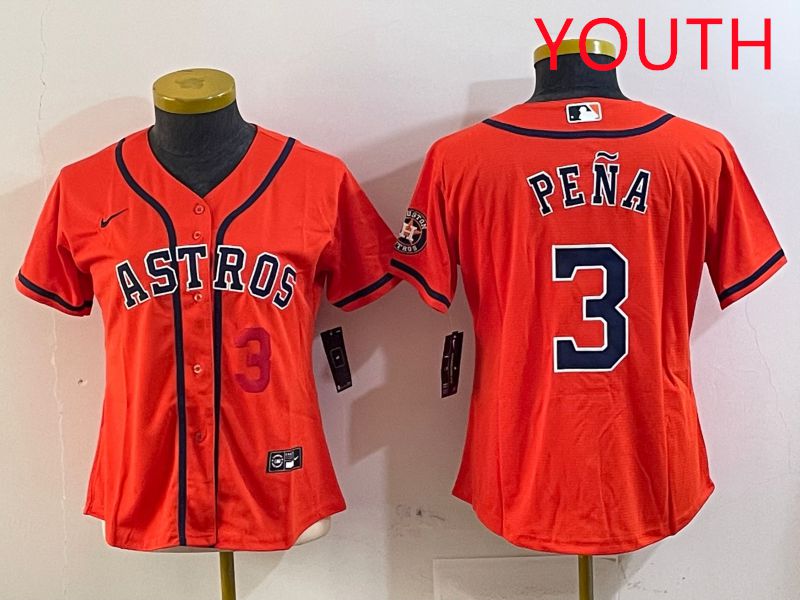 Youth Houston Astros 3 Pena Orange Game 2025 Nike MLB Jersey style 4
